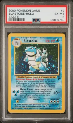 PSA 6 Blastoise Holo 2/102 Base Set 2 II 2000 Pokemon WoTC EX MT - Image 1