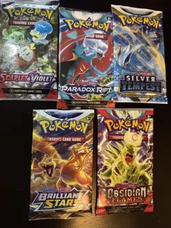 Pokemon TCG: 5x Booster Packs: Scarlet & Violet, Paradox Rift, Obsidian Flames 820650808227 - Image 1