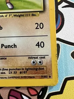 Pokemon TCG Hitmonchan Base Set 7/102 Holo HP - Image 4