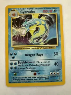 Gyarados Holo Rare - Base Set 6/102 - WOTC Vintage Pokemon Card - DMG - JD - Image 1