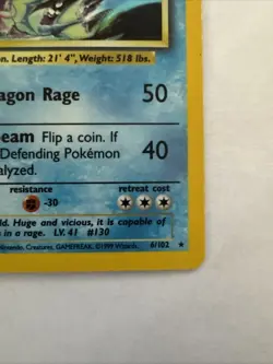 Gyarados Holo Rare - Base Set 6/102 - WOTC Vintage Pokemon Card - DMG - JD - Image 4