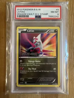 Latias 9/20 Rare Holo BW Dragon Vault Promo Pokemon Cards Stamped 2012 PSA 8 - Image 1