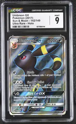 CGC 9 MINT Umbreon GX 2017 Sun & Moon 142/149 Ultra Rare Holo Pokemon Card - Image 1