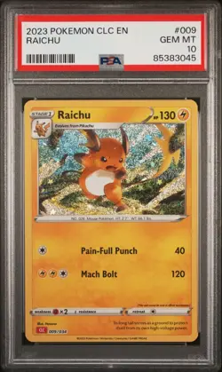 PSA 10 GEM MT 2023 Pokemon Trading Card Game Classic Raichu 009/032 Holo CLC EN - Image 1
