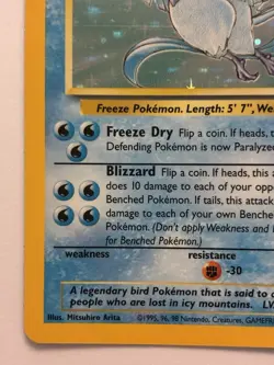 Pokemon TCG Articuno Holo Rare Card 2/62 Fossil LP - Image 3