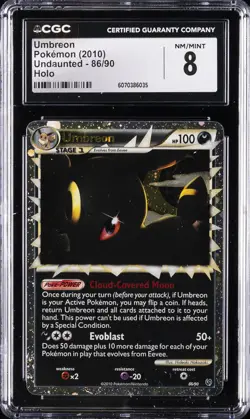 2010 POKEMON UNDAUNTED HOLO #86/90 UMBREON CGC 8 - Image 1