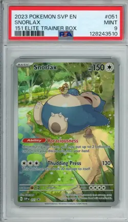 2023 POKEMON SVP EN-SV BLACK STAR PROMO 151 ELITE TRAINER BOX #051 SNORLAX PSA 9 - Image 1