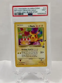 Pokemon PSA 9 MINT Birthday Pikachu #24 Celebrations Classic Collection - Image 1