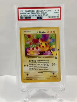 Pokemon PSA 9 MINT Birthday Pikachu #24 Celebrations Classic Collection - Image 3