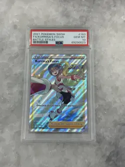 PSA 10 Gem - Korrinas Focus 160/163 Battle Styles Pokemon Full Art Trainer Rare - Image 1