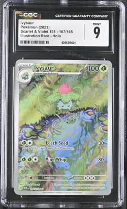 2023 Pokemon SV 151 Ivysaur Illustration Rare 167/165 CGC 9 Mint - Image 1