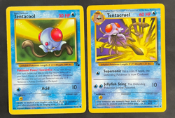 Pokemon Cards Fossil Lot TENTACOOL 56/62 TENTACRUEL 44/62 LP/MP Free Shipping - Image 1