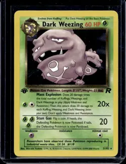 Pokemon Cards: Team Rocket 1st Edition Rare Holo: Dark Weezing 31/82 - Image 1