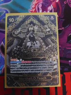 One Piece Card Game OP09-093 Marshall D Teach OP12 3rd Anni SP Gold English - Image 1