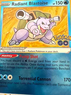 #018/078 Radiant Blastoise Pokemon GO Holo Foil Card Mint/NM See pics NICE card - Image 2