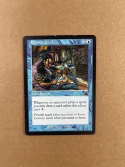 Magic The Gathering Rhystic Study Enchantment Card Deckmaster LP/MP Condition Il - Image 1