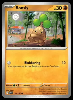 Bonsly 110/197 Pokemon Card Obsidian Flames Common 30 HP Near Mint Z3 - Image 1