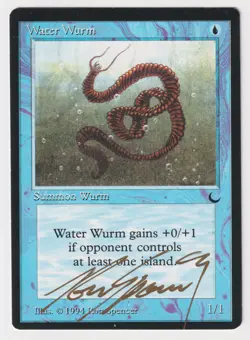 Miscut Gold Signed Water Wurm HP The Dark Artist Ron Spencer 1994 WOTC MTG Magic - Image 1