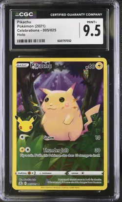 CGC 9.5 Pokemon English Pikachu 005/025 2021 Celebrations Holo - Image 1