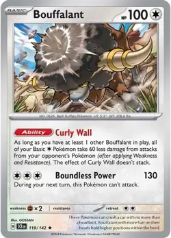 4x Pokemon TCG Bouffalant 119/142 Rare - S&V Stellar Crown SCR Playset - Image 3
