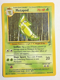 BASE SET 2 - NM - Metapod 81/130 Pokemon Vintage WOTC English (US Seller) - Image 1