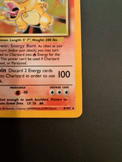 Charizard 4/102 Unlimited Holo Rare Pokemon TCG 1999 Base Set Lightly Played -LP - Image 5