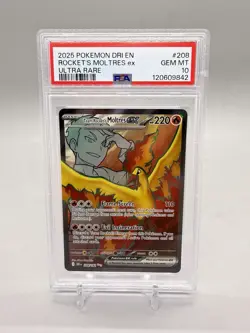 2025 POKEMON DRI EN-DESTINED RIVALS ULTRA RARE TEAM ROCKET'S MOLTRES EX PSA 10 - Image 1