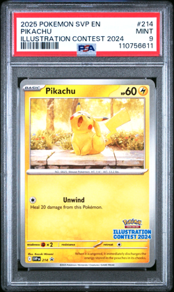 Pikachu SVP214 - SV Black Star Promo - Pokemon Card - PSA 9 Mint - Image 1