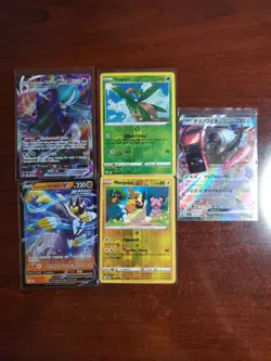 Pokemon 5 Card Lot Holos EX, V And Rare Cards , Great Value Set Building Lot9 - Image 1