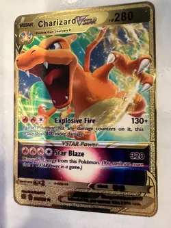 Charizard VSTAR 280HP Gold Metal Pokemon Card Fan Art! - Image 1