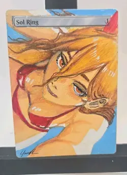 MTG Sol Ring Hand-Painted Altered Art - One-of-a-Kind Anime - Commander - Image 1