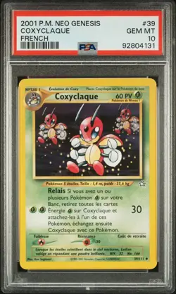 2001 Pokemon FRENCH Unlimited Neo Genesis Coxyclaque-Ledian 39/111 PSA 10 GEM - Image 1