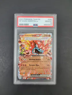 2024 Pokemon TWM En Heartflame Mask Ogerpon Ex #040 Double Rare PSA 10 Gem Mint - Image 1