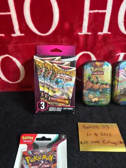 Large Sealed Pokemon Lot, Lost Origin 3 pk hanger box , mini tins - Image 2