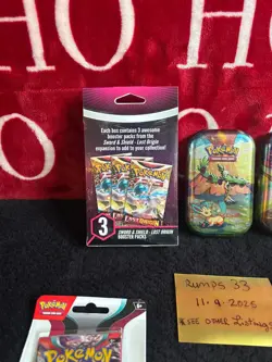 Large Sealed Pokemon Lot, Lost Origin 3 pk hanger box , mini tins - Image 4