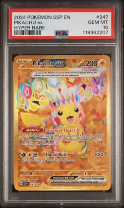 2024 Pokemon SSP en Pikachu EX Hyper Rare Surging Sparks PSA 10 #247 💎🙌 - Image 1