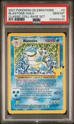 PSA 10 GEM MINT Blastoise Holo Pokemon Celebrations Classic Collection Card #2 - Image 1