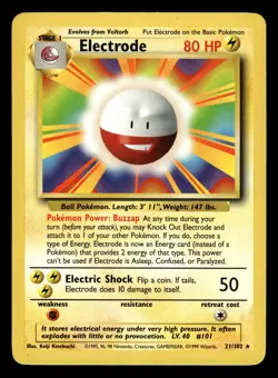 Electrode 21/102 Rare Base Set Pokemon Card - 2 - Image 1