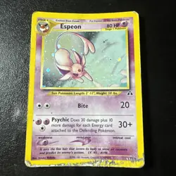 Espeon Holo 1/75 Neo Discovery 2001 - Rare Vintage Pokemon Card - English. Poor - Image 2