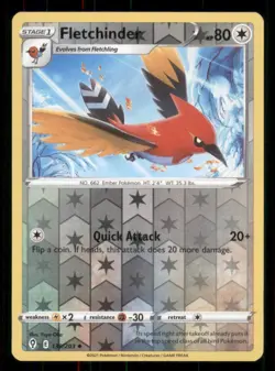 Fletchinder SWSH07: Evolving Skies #139/203 Uncommon Reverse Holo Pokemon NM - Image 1