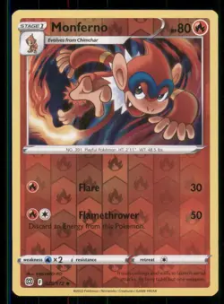 Monferno SWSH09: Brilliant Stars #025/172 Uncommon Reverse Holo Pokemon NM - Image 1