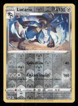Lucario SWSH04: Vivid Voltage #120/185 Rare Reverse Holo Pokemon NM - Image 1