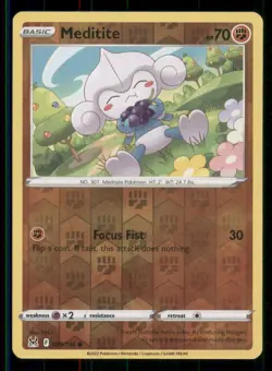 Meditite SWSH11: Lost Origin #099/196 Common Reverse Holo Pokemon NM - Image 1