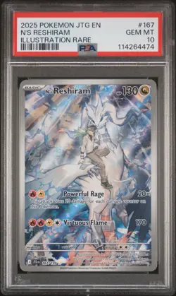 2025 POKEMON JTG EN-JOURNEY TOGETHER ILLUSTRATION RARE #167 N'S RESHIRAM PSA 10 - Image 1
