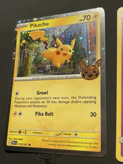 Pikachu 018/091 Paldean Fates Cosmos Holo Rare Pokemon Card NM - Image 1