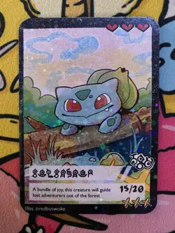 Pokemon Parody Cards by Tiredbutwoke, v3 / Set 3 - Bulbasaur Holographic Card - Image 1