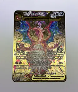 Pokemon Charizard ex 223/197Obsidian Flames Holo Gold Metal Fan Art Display Card - Image 1
