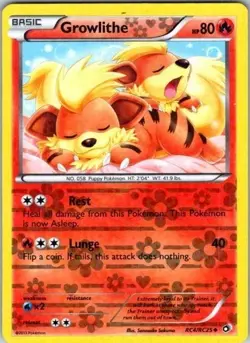 Growlithe RC4/RC25 Pokemon Legendary Treasures Radiant Collection Card LP - Image 1