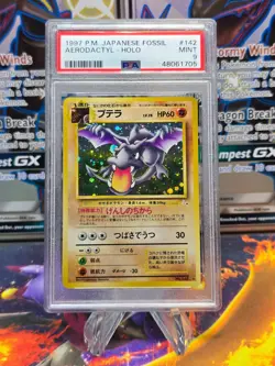PSA 9 Mint Aerodactyl #142 Fossil JAPANESE Holo Pokemon Card - Image 1