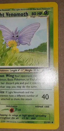 Pokemon TCG Light Venomoth Neo Destiny Card 53/103 - Image 2